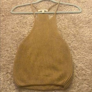 Light brown thin strap crop top